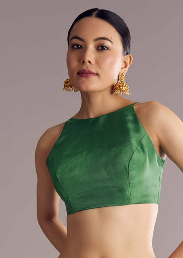 Pista Green Saree With Zari Jaal Weave And Stone Embellishments