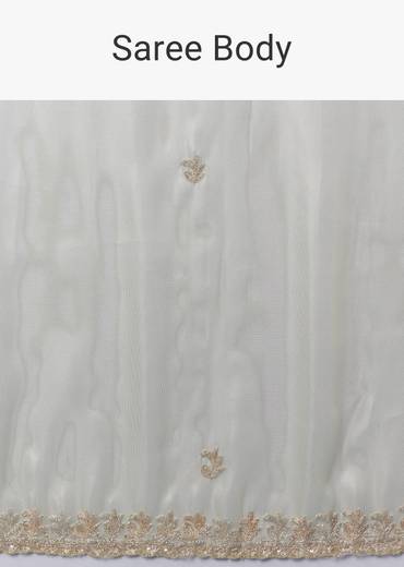 Pista Green Tissue Saree With Cutdana Beads And Sequin Embroidery