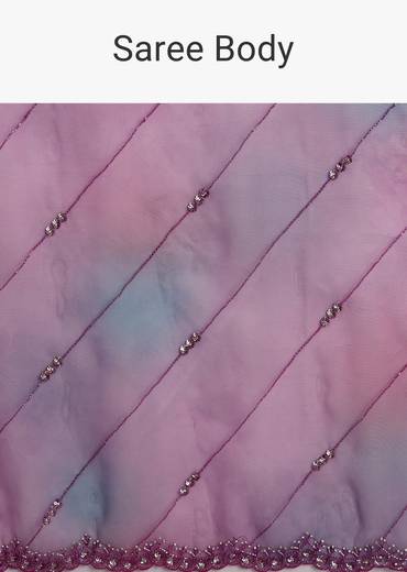 Plum Purple Shaded Organza Saree With Cutdana And Sequin Embroidery