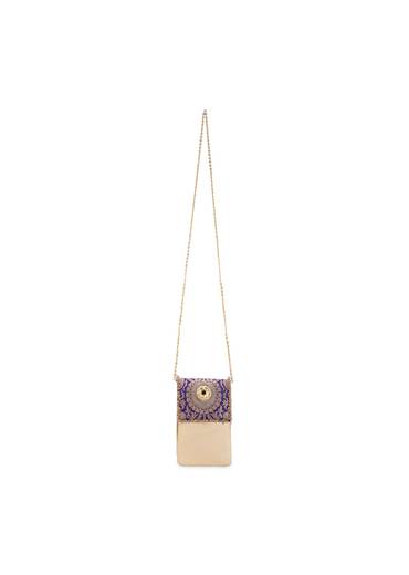 Purple and Gold Kundan Embellished Flap Bag