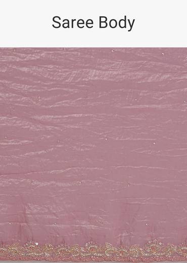 Purple Crushed Tissue Saree With Stone Embellishment And Embroidered Border