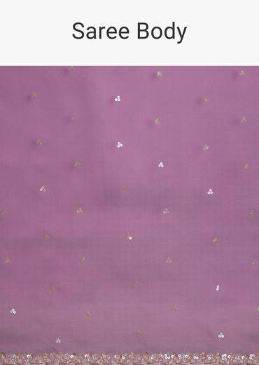 Purple Glass Tissue Saree With Cutdana And Sequins Scallop Border