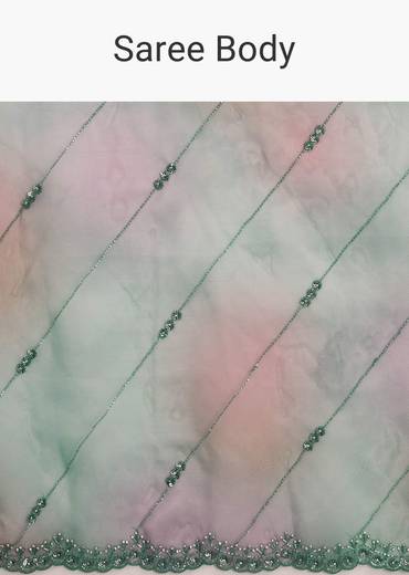 Purple Green Shaded Organza Saree With Cutdana Sequin Embroidery