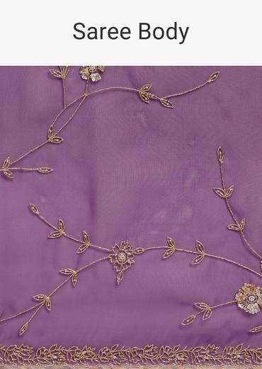 Purple Organza Tissue Saree With Sequins And Cutdana Jaal