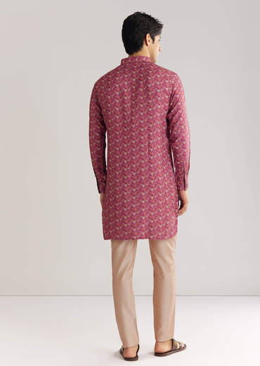 Purple Pashmina Zipper Kurta Pant Set