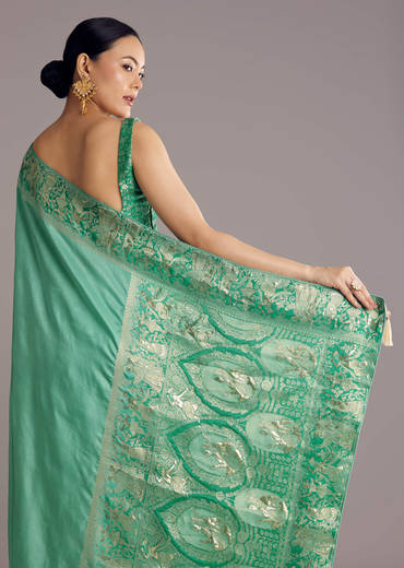 Rama Green Dola Silk Saree