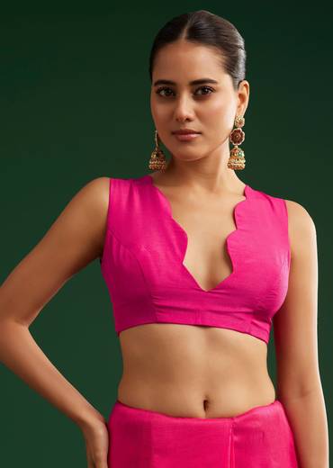 Rani Pink Dola Silk Saree With Zari Detailing