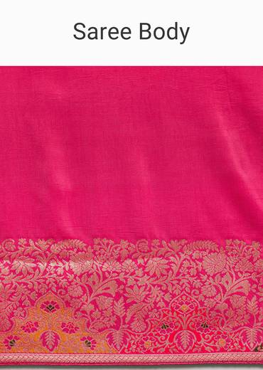 Rani Pink Dola Silk Saree With Zari Detailing