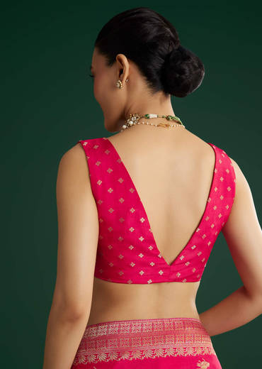 Rani Pink Dola Silk Saree With Zari Woven Border