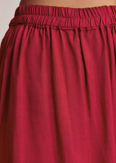 Red Bandhani Layered Silk Kurta Set With Dupatta