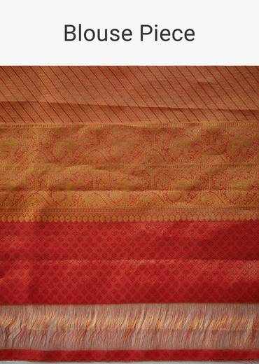 Red Bridal Kanjivaram Zari Weave Saree with Unstitched Blouse