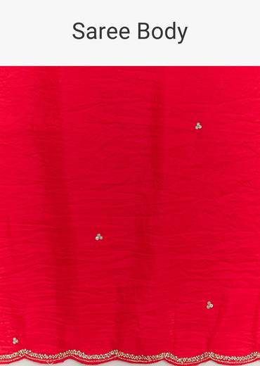 Red Crushed Tissue Embroidered Saree With Cutdana And Sequin Work