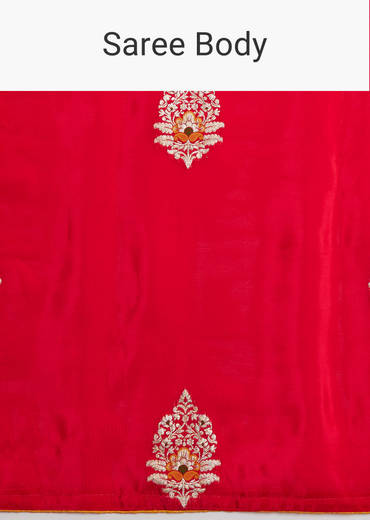 Red Dola Silk Saree With Butti Weave