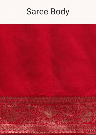 Red Dola Silk Saree With Zari Woven Borders And Pallus