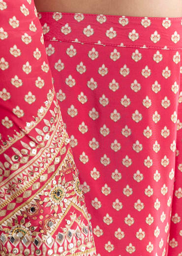 Red Printed Sharara Set