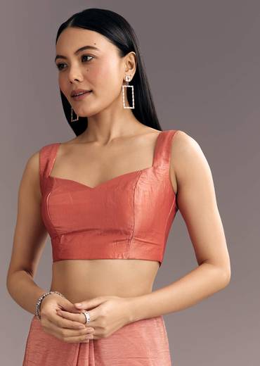 Rust Brown Crushed Tissue Cutdana And Sequin Embroidered Saree