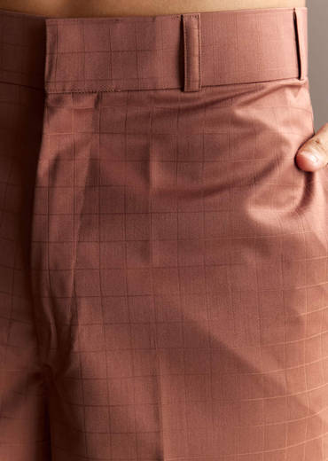 Rust Kurta Jacket Set With Palazzo Pants