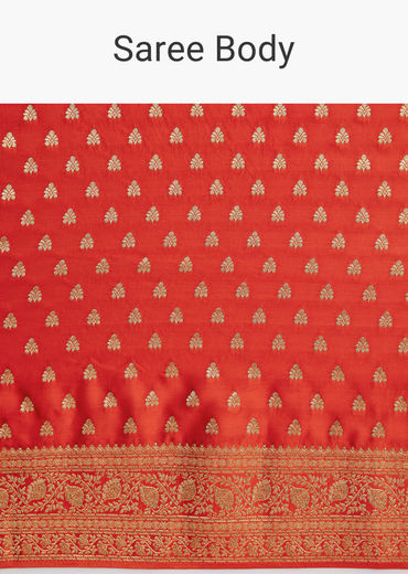 Rust Orange Dola Silk Saree With Butti And Woven Border