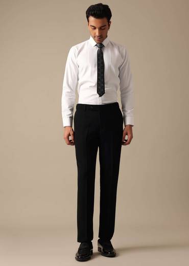 Black Blazer And Pant Set Tuxedo With Cutwork Detail
