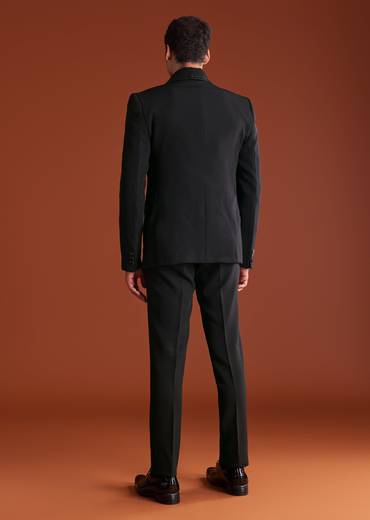 Black Cutdana Embroidereid Tuxedo Set With Accessories