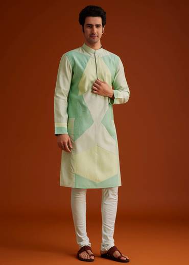 Pista Green Kurta Set In Contemporary Design