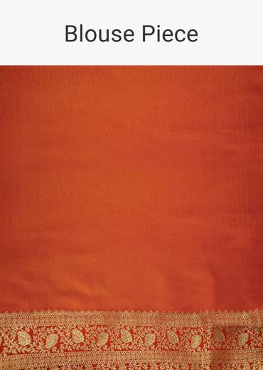 Orange Dola Silk Saree With Zari Border And Pallu