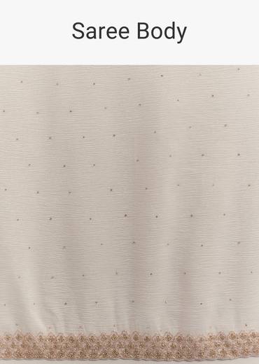 White Crushed Tissue Cutdana Embroidered Saree