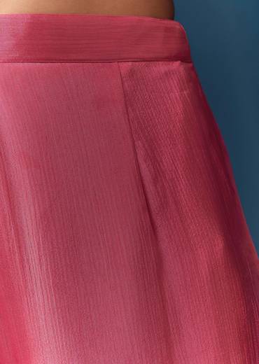 Pink Jacquard Weave Kurta Palazzo Set