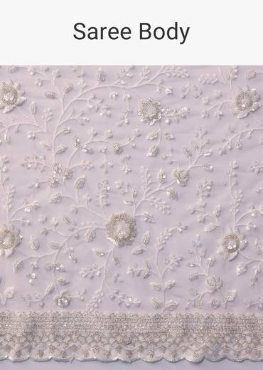 Pink Net Jaal Resham Saree with Unstitched Blouse