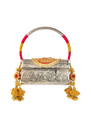 Silver and Gold Embossed Metal Bag