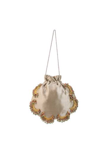 Silver and Gold Potli Bag with Crescent Motif