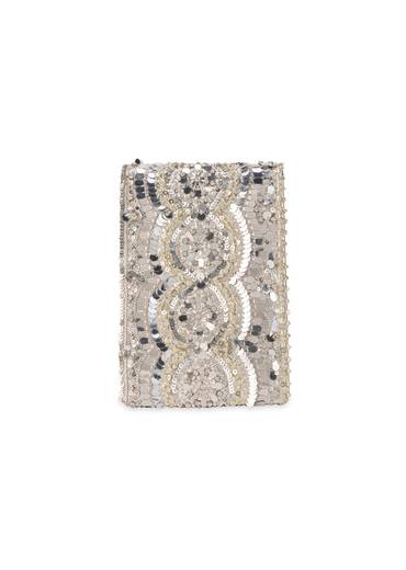Silver Mirror Embellished Flap Bag