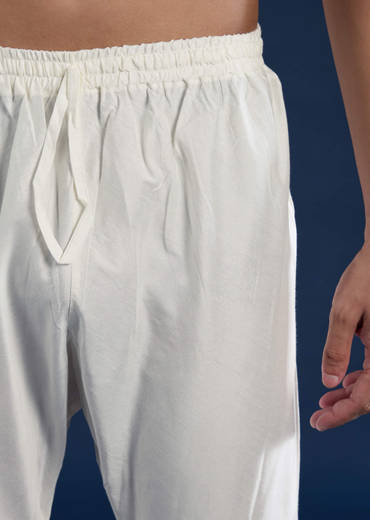 Sky Blue Viscose Resham Work Mens Kurta and Pant Set