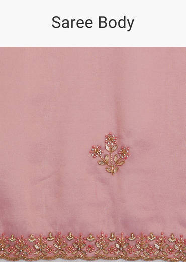 Soft Pink Organza Tissue Saree With Scallop Beaded Finish
