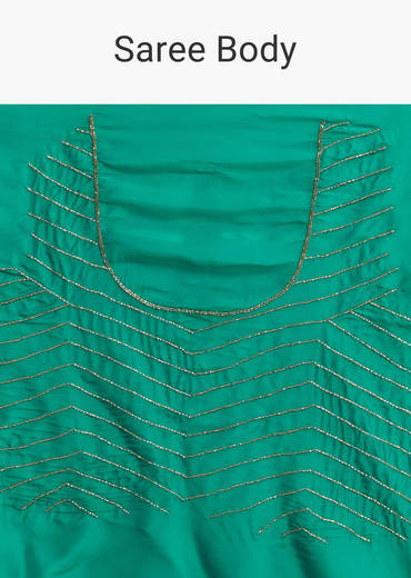 Teal Green Organza Saree With Cut Dana And Sequin Detailing