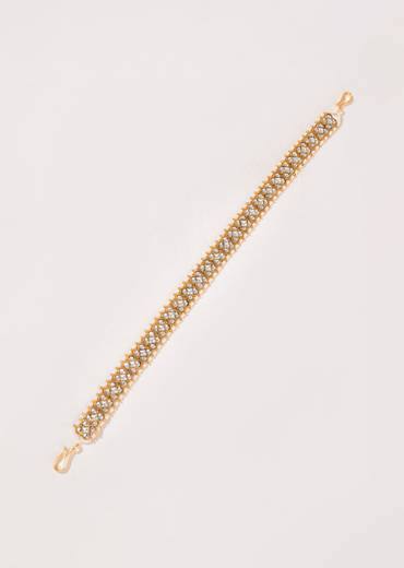 White and Gold Kundan Mathapatti