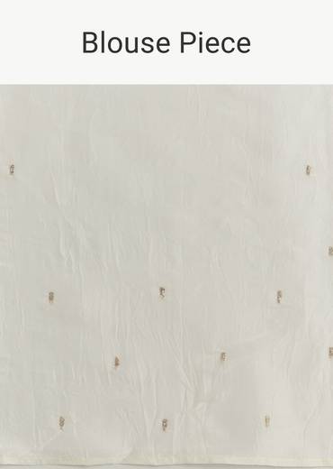 White Crepe Tissue Saree With Moti Beads And Cutdana Embroidery