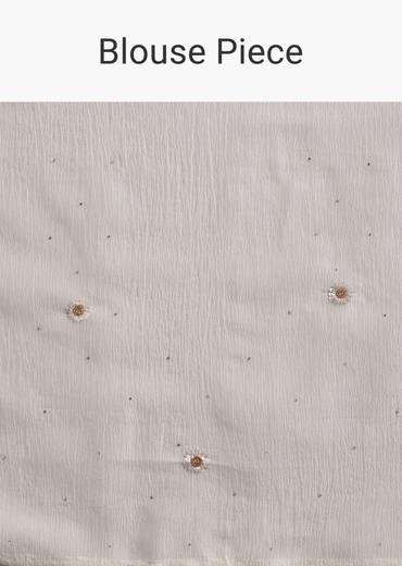 White Crushed Tissue Cutdana And Sequin Embroidered Saree