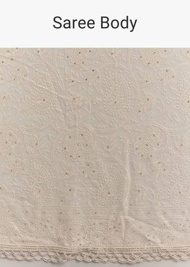 White Georgette Chikankari Embroidered Saree