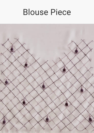 White Georgette Saree With Kashmiri Bud Embroidery