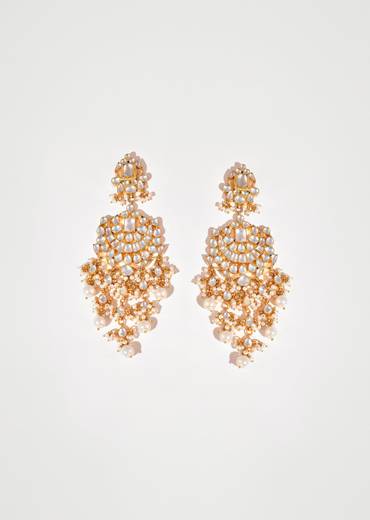 White Earrings With Pachi Kundan