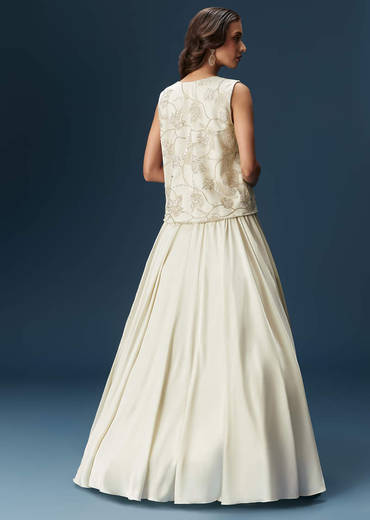 White Lehenga With Embroidered Jacket