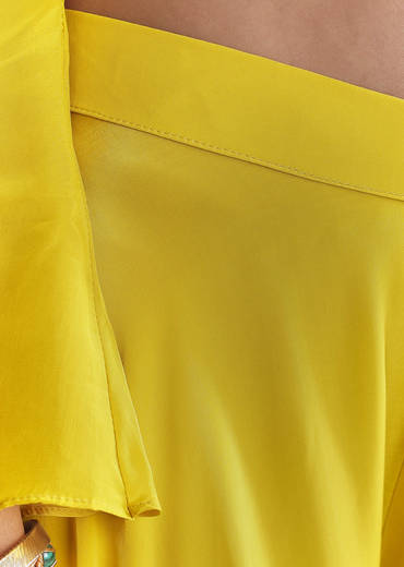 Yellow Crepe Palazzo Suit With Thread And Resham Work