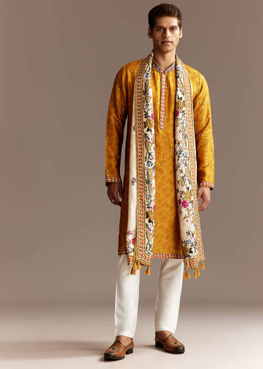Yellow Kurta Set For Men