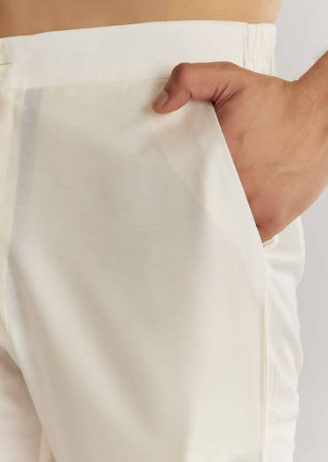 Yellow Tissue Resham Embroidered Kurta Set With Cutdana Beads