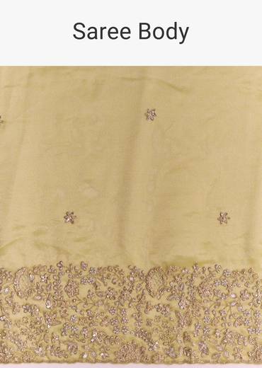 Yellow Tissue Saree With Heavy Floral Embroidered Border