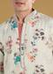 Off White Silk Linen Printed Kurta Set With Threadwork