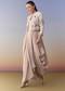Baby Pink Cowl Draped Sequin Gown and Jacket Set