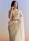 Beige Cream Tissue Saree With Floral Jaal