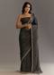 Black Crushed Tissue Saree With Scallop Embroidered Border